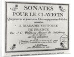 Title Page for 'Sonates pour le clavecin' dedicated to Madame Victoire de France by Mozart. by French School