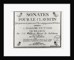 Title Page for 'Sonates pour le clavecin' dedicated to Madame Victoire de France by Mozart. by French School