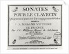 Title Page for 'Sonates pour le clavecin' dedicated to Madame Victoire de France by Mozart. by French School