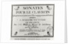 Title Page for 'Sonates pour le clavecin' dedicated to Madame Victoire de France by Mozart. by French School