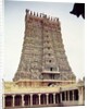 View of the carved exterior of the south gopuram by Indian School