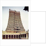 View of the carved exterior of the south gopuram by Indian School