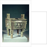 Rectangular 'ting' vessel with human faces by School Chinese