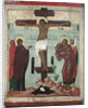 Icon depicting the Crucifixion with the Virgin, Mary Magdalene, St. John and the Centurion Longinus, Novgorod School by School Russian