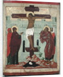 Icon depicting the Crucifixion with the Virgin, Mary Magdalene, St. John and the Centurion Longinus, Novgorod School by School Russian