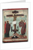 Icon depicting the Crucifixion with the Virgin, Mary Magdalene, St. John and the Centurion Longinus, Novgorod School by School Russian