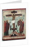 Icon depicting the Crucifixion with the Virgin, Mary Magdalene, St. John and the Centurion Longinus, Novgorod School by School Russian