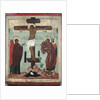 Icon depicting the Crucifixion with the Virgin, Mary Magdalene, St. John and the Centurion Longinus, Novgorod School by School Russian