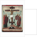 Icon depicting the Crucifixion with the Virgin, Mary Magdalene, St. John and the Centurion Longinus, Novgorod School by School Russian