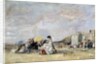 Woman in White on the Beach at Trouville, 1869 by Eugene Louis Boudin
