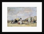 Woman in White on the Beach at Trouville, 1869 by Eugene Louis Boudin