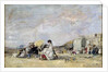 Woman in White on the Beach at Trouville, 1869 by Eugene Louis Boudin