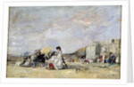 Woman in White on the Beach at Trouville, 1869 by Eugene Louis Boudin