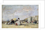 Woman in White on the Beach at Trouville, 1869 by Eugene Louis Boudin