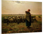 Shepherdess with her Flock, 1863 by Jean-Francois Millet