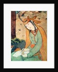 Woman Writing in the Court of Shah Abbas I 1585-1627 by School Persian