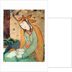 Woman Writing in the Court of Shah Abbas I 1585-1627 by School Persian