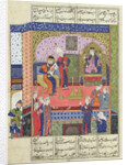 Ms D-184 fol.381a Interior of the King of Persia's Palace by Persian School