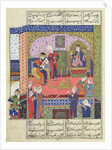 Ms D-184 fol.381a Interior of the King of Persia's Palace by Persian School