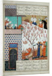 Ms D-212 fol.91a Khosro before Shirin's Palace by Persian School