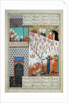 Ms D-212 fol.91a Khosro before Shirin's Palace by Persian School