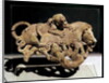 Ornamental plaque depicting a wild boar struggling with two tigers by School Chinese