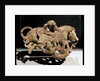 Ornamental plaque depicting a wild boar struggling with two tigers by School Chinese