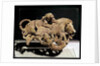 Ornamental plaque depicting a wild boar struggling with two tigers by School Chinese