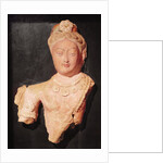 Head and bust of a Bodhisattva in princely costume, from Kumtura, Xinjiang, 7th-8th century by School Chinese