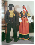 Two mannequins wearing traditional costumes for the Feast of Pont-l'Abbe, 1880 by French School