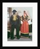 Two mannequins wearing traditional costumes for the Feast of Pont-l'Abbe, 1880 by French School