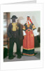 Two mannequins wearing traditional costumes for the Feast of Pont-l'Abbe, 1880 by French School