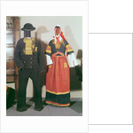 Two mannequins wearing traditional costumes for the Feast of Pont-l'Abbe, 1880 by French School