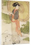 Standing woman with a parasol by Toyokuni II