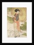 Standing woman with a parasol by Toyokuni II