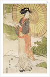 Standing woman with a parasol by Toyokuni II