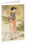Standing woman with a parasol by Toyokuni II
