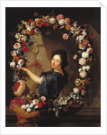 Portrait of a Woman Surrounded by Flowers, presumed to be Julie d'Angennes by J-B. & Coypel A. (1661-1722) Belin de Fontenay