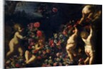 Putti Playing with Garlands of Flowers by Carlo Maratta or Maratti