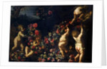 Putti Playing with Garlands of Flowers by Carlo Maratta or Maratti