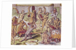 Dismembering and cooking an enemy by Theodor de Bry