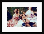 Empress Eugenie and her Ladies in Waiting, detail of the Princess of Essling, the Baroness of Pierres and the Viscountess of Lezay-Marnesia, 1855 by Franz Xaver Winterhalter