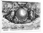Discovery of America with portraits of Amerigo Vespucci and Christopher Columbus engraved by Jan Collaert printed by Philipp Galle c.1600 by Jan van der Straet