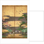 Birds with Autumn and Winter flowers by Japanese School