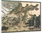 Moonlight Winter Landscape, part of a six panel folding screen by School Japanese