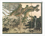Moonlight Winter Landscape, part of a six panel folding screen by School Japanese