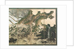 Moonlight Winter Landscape, part of a six panel folding screen by School Japanese