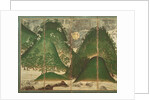 Spring Landscape with Sun, part of a six panel folding screen by School Japanese