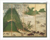 Spring Landscape with Sun, part of a six panel folding screen by School Japanese