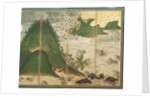 Spring Landscape with Sun, part of a six panel folding screen by School Japanese